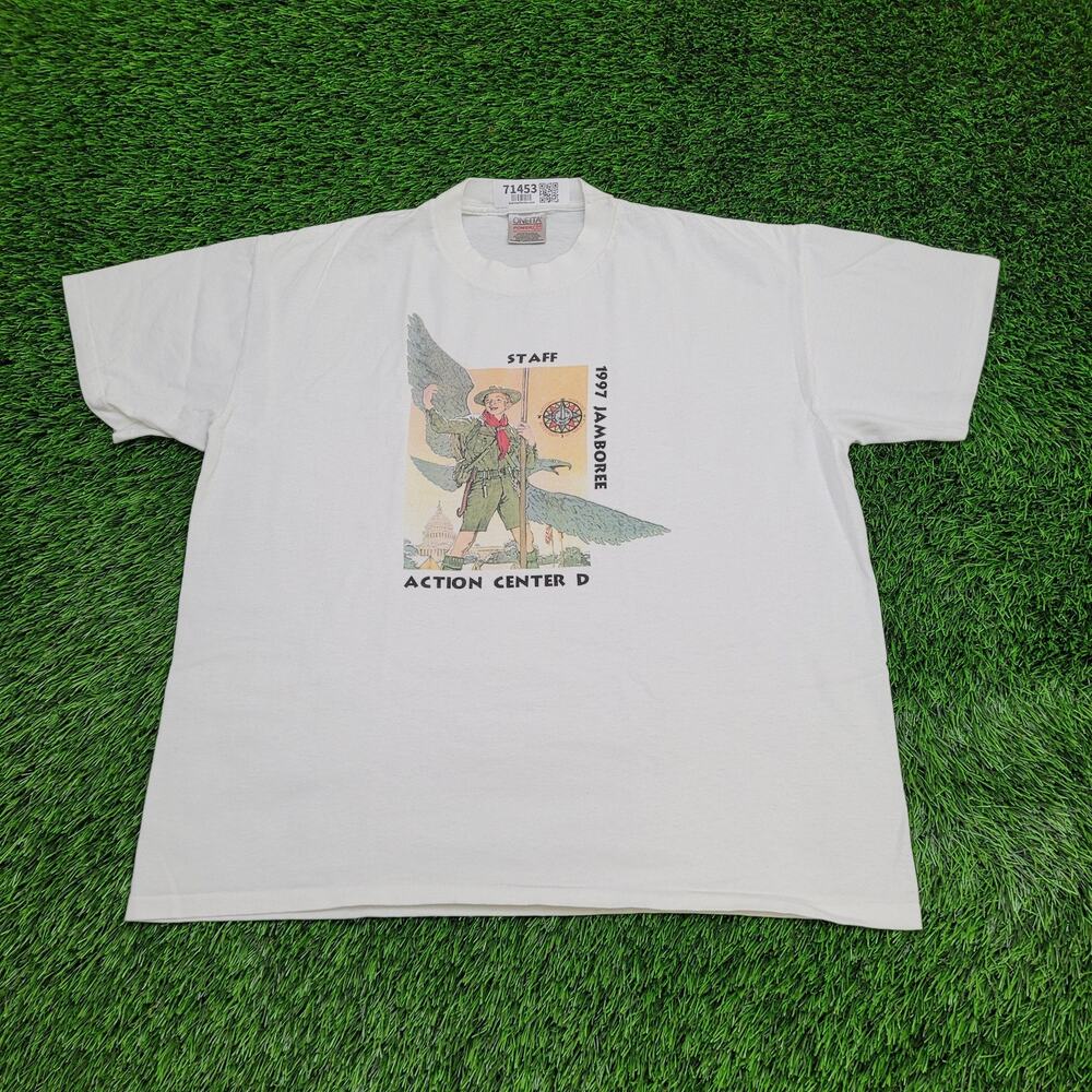 Vintage 1997 Jamboree Scout Shirt XL 23x26 Action-Center-D